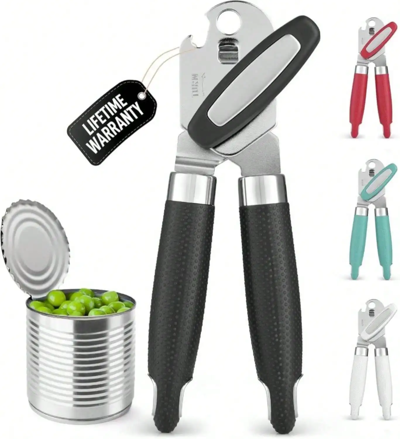 

Кухонный прочный ручной консервный нож из нержавеющей стали с большой открывалкой для бутылок - ручной консервный нож с поворотной ручкой и мягким покрытием