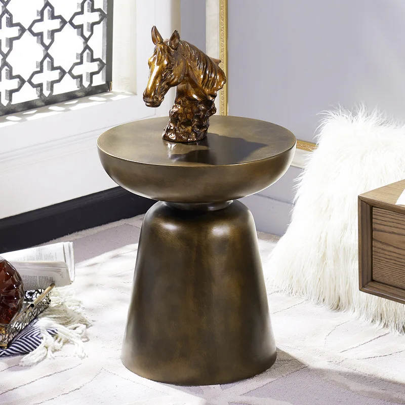 corner side several bronze brushed random pattern sample house B & B create personality creative small coffee table