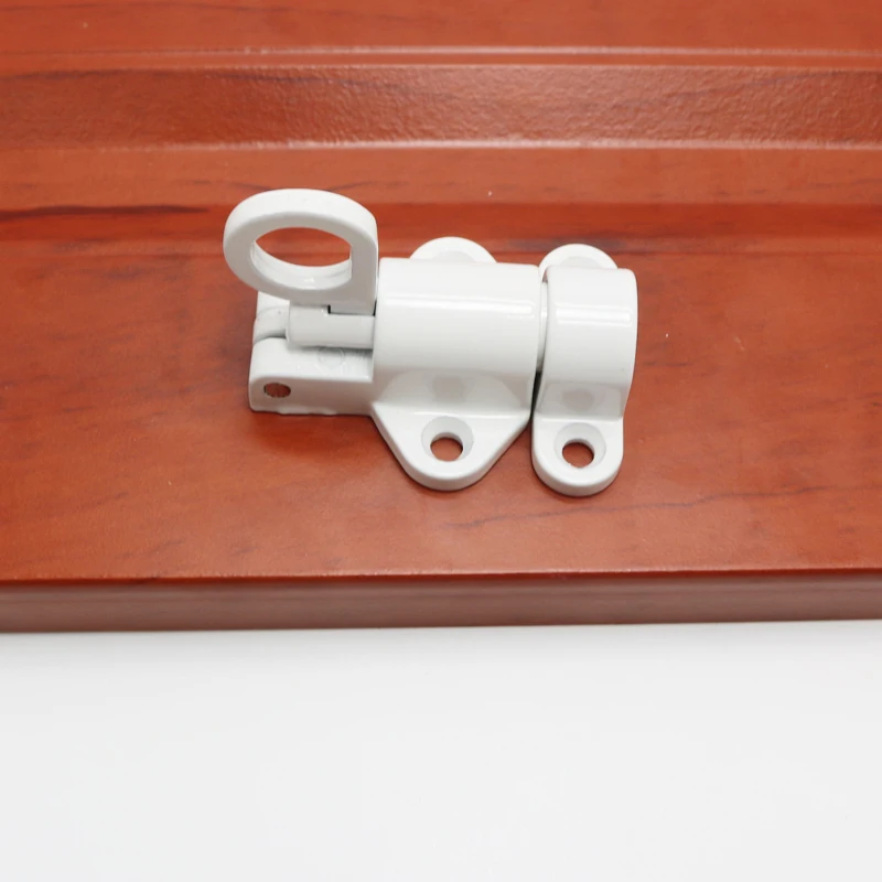 Aluminum Alloy White/Gray Window Gate Security Pull Ring Spring Bounce Door Bolt Automatic Latch Lock Black Grey Window image 4