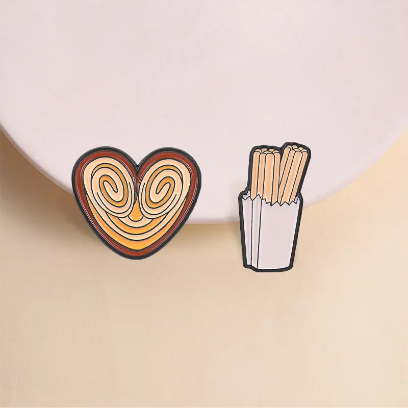 Spanish Food Enamel Pins Delicious Snacks Churro Palmera Sweets Lover Brooches Lapel Badge Jewelry Accessories Gift for Friends