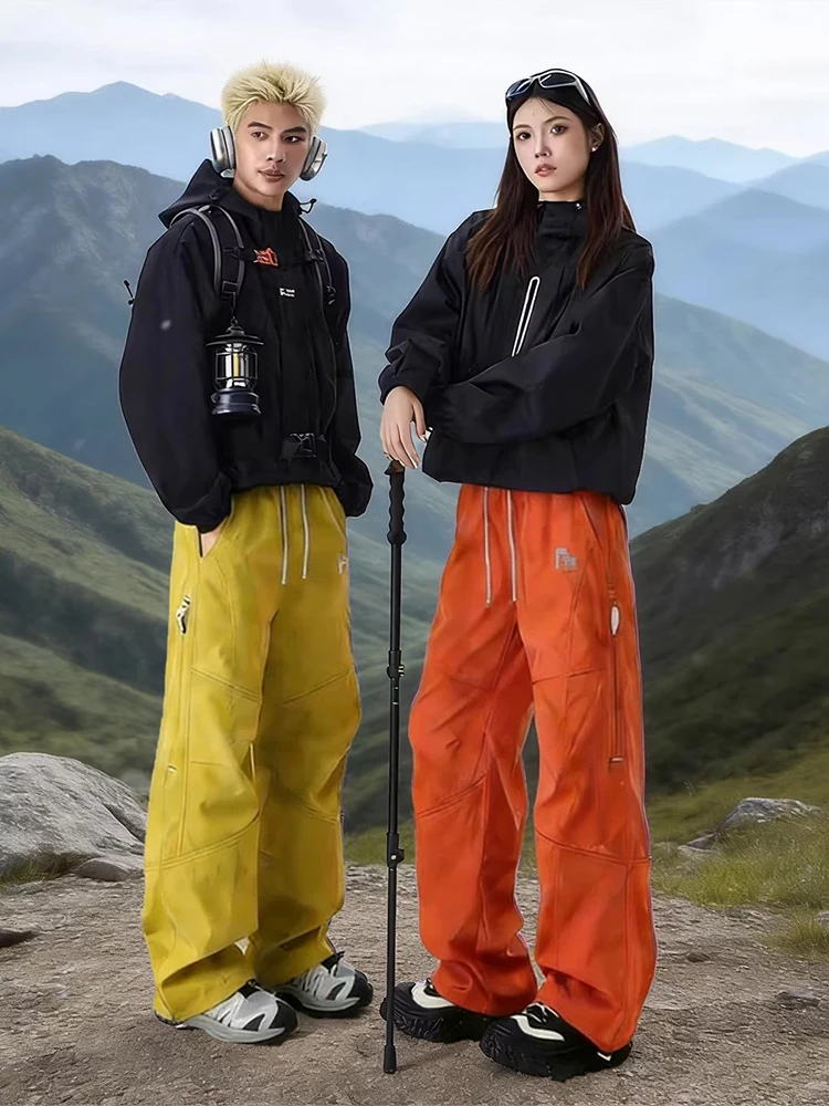 

Outdoor Men's Fleece Lined Soft Casual Pants Windproof Waterproof Spring Workwear Trousers Casual Couple's Jeans