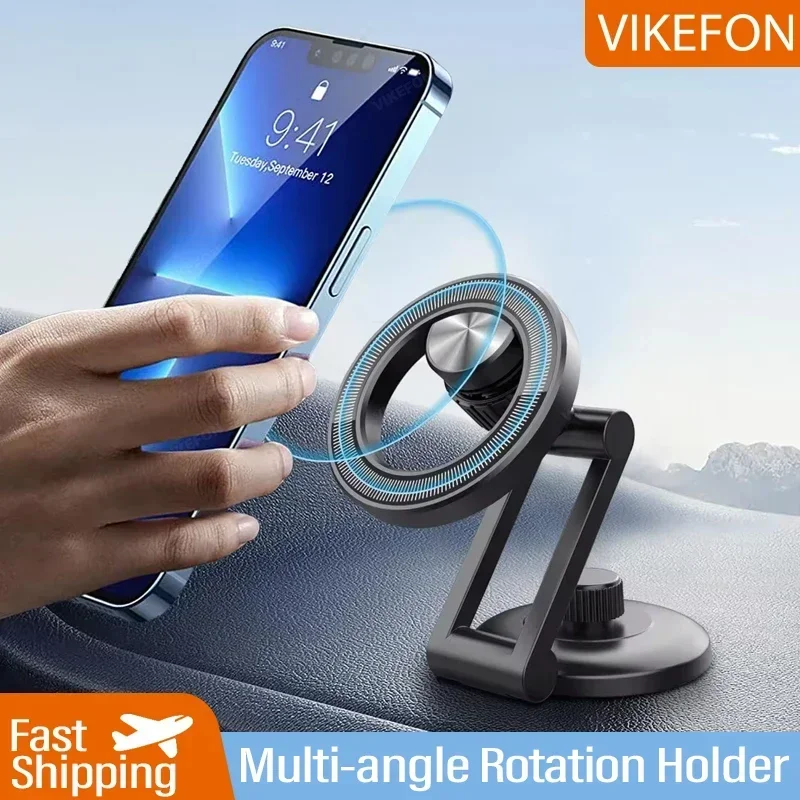 Magnetic Car Phone Holder Multi-angle Rotation Car Strong Magnet Sucker Holder Support Universal For iPhone 16 15 Xiaomi Samsun