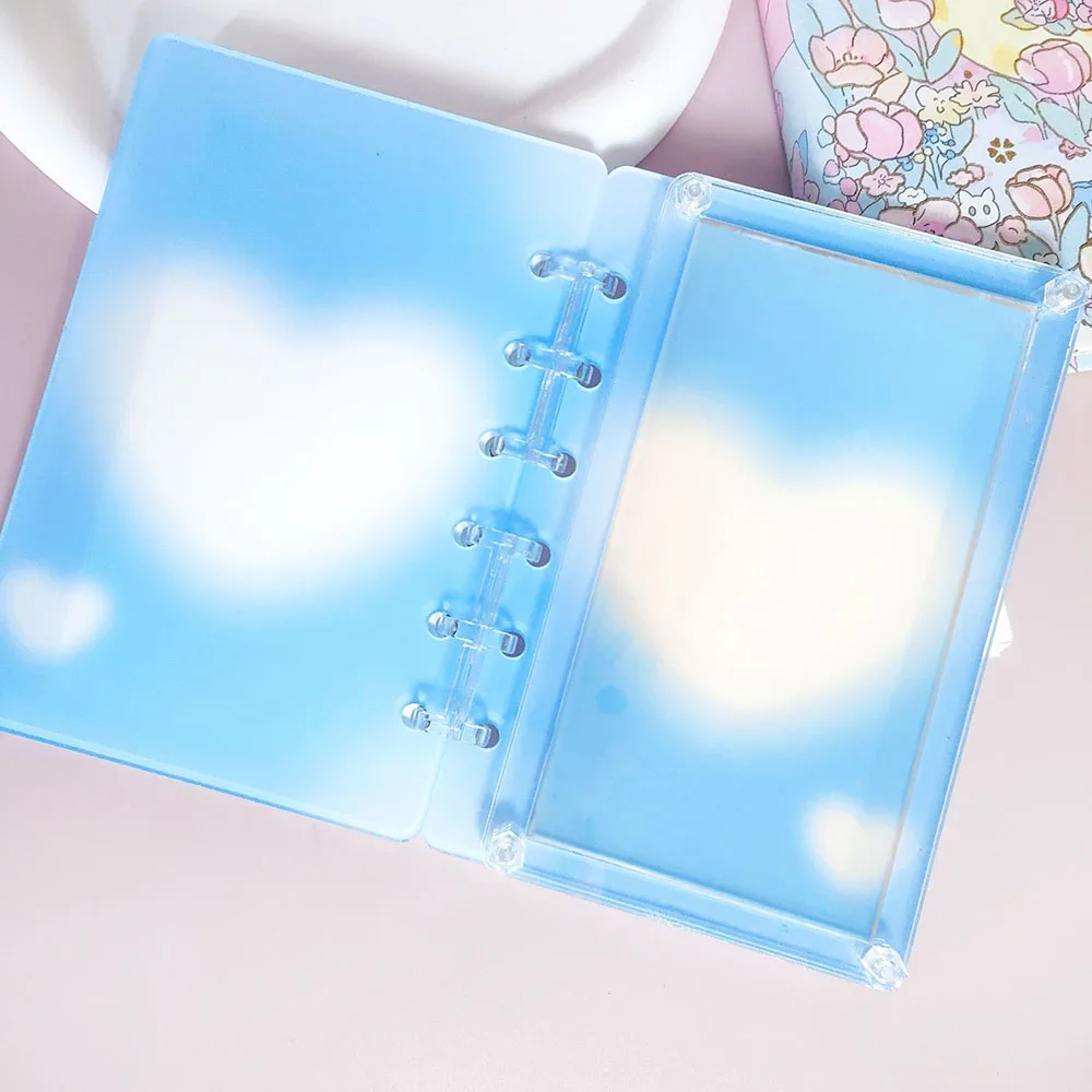 A5 Binder Notebook Scrapbook With Acrylic Cover Heart Star Printed Loose-leaf  Hand Account Notebook For DIY Stationery Gifts