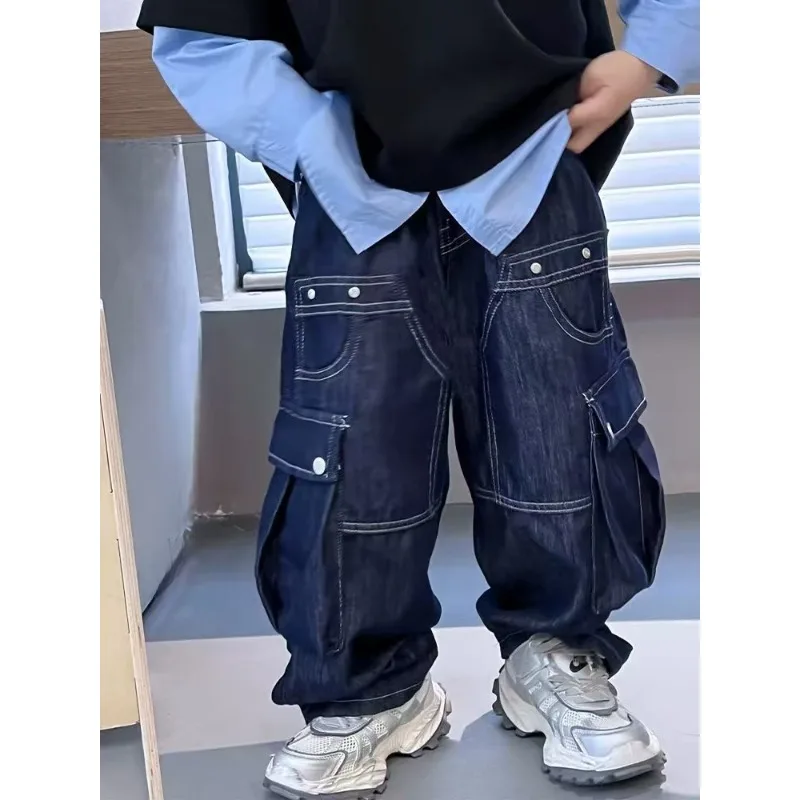 boys-primary-color-jeans-spring-and-summer-2026-new-children's-pockets-loose-straight-trendy-brand-foreign-style-long-pants
