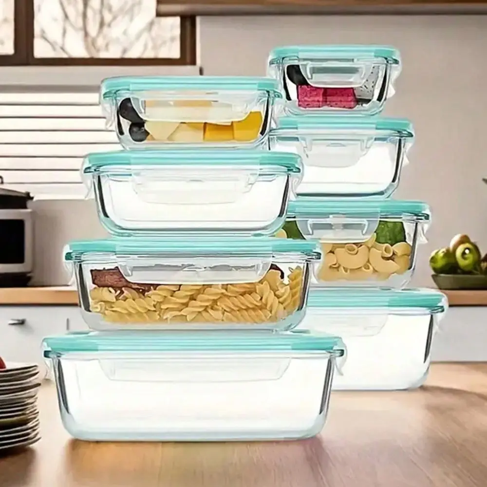 16pcs Glass Serving Containers With, Lunch Containers For Storing Food, Insulated Lunch Boxes, Boxes, Airtight Kitche