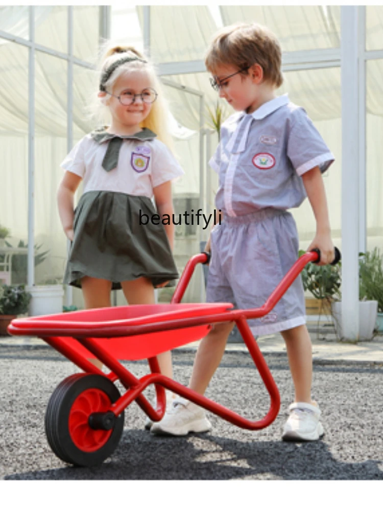 hj Kindergarten Trolley Preschool Child Sense Balance Single Wheel Trolley Toy Car with Bucket