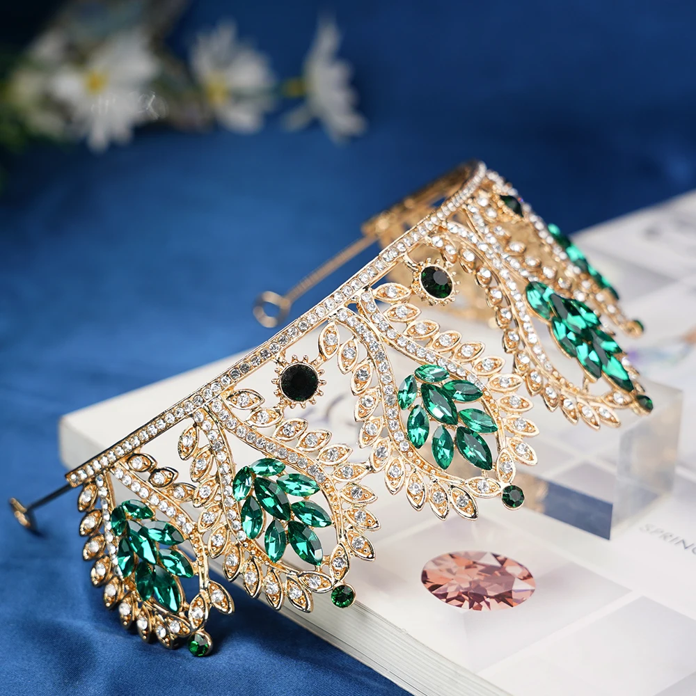 تاج تاج فاخر من حجر الراين الكريستالي: للنساء إكسسوارات شعر الزفاف والمجوهرات هدية الإكليل