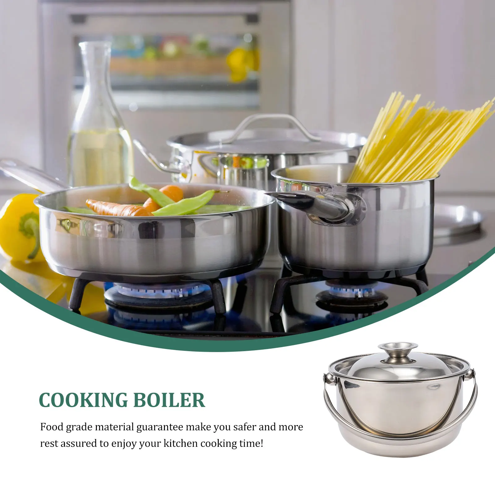 

Stainless Steel Soup Pot Large Mixing Bowl Metal Stock Pots Practical Kitchen Helper Conduction Uniform Heating Gas