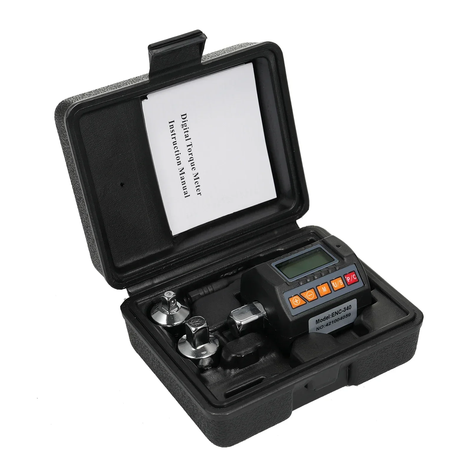 Digital Display Torque Meter Wrench Torque Tester 1/2'' Drive & Adapters for 3/8'' and 1/4'' with Sound Light Alarm Function