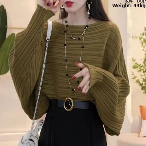 

Модный корейский трикотаж Batwing Sve, женский свободный утягивающий свитер с мясным покрытием, базовый слой, осеннее новое поступление