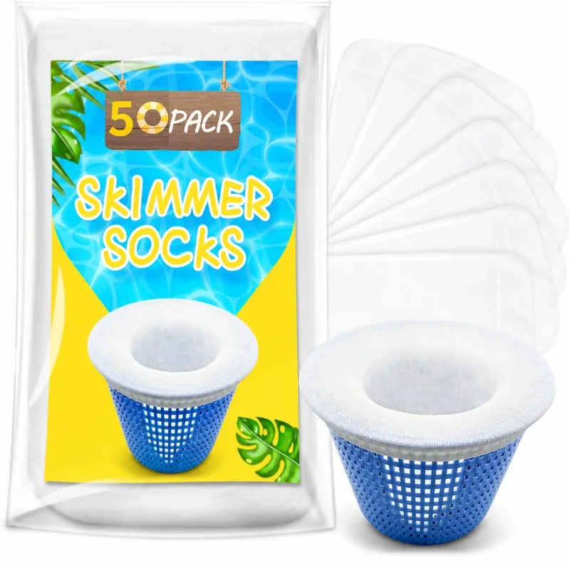 50/5PCS Pool Filter Socks for Skimmer Basket Ultra Fine Mesh Reusable Pool Saver Catch Leaves Hair Debris Protect Filter System
