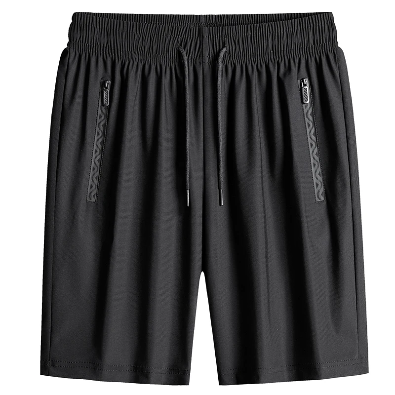 Shorts de cintura elástica solto masculino, bolsos com zíper emendado, moda coreana dobrada, shorts casuais grandes com todos os jogos, novo, verão, 2024