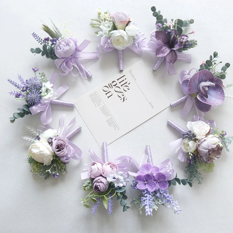 Celebration Corsage Hand Flower Artificial Flower Wedding Supplies Studio Photo Props Purple