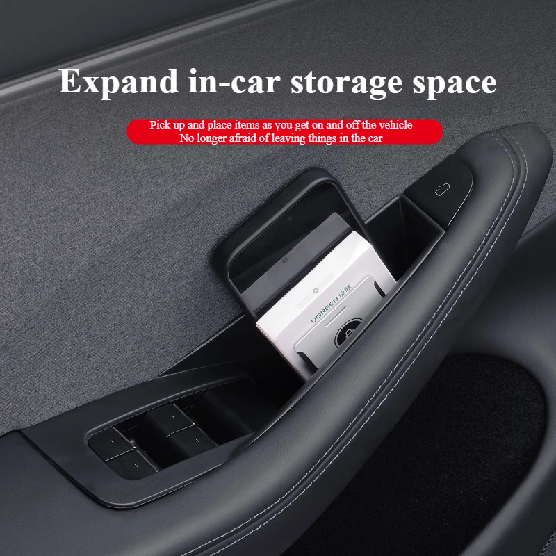 4Pcs Door Handle Storage Box Side Door Box for Tesla Model Y/Highland Model 3  Four-door Inner Handle Decor Car Accessories