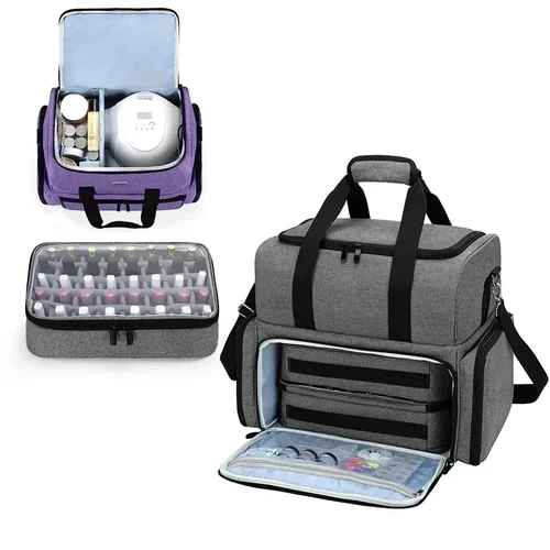 Bolsa de almacenamiento de esmalte de uñas, organizador de bolso cosmético con asa para viaje, bolsa de aceite esencial portátil, caja de Kit de cuidado de uñas, 48 botellas