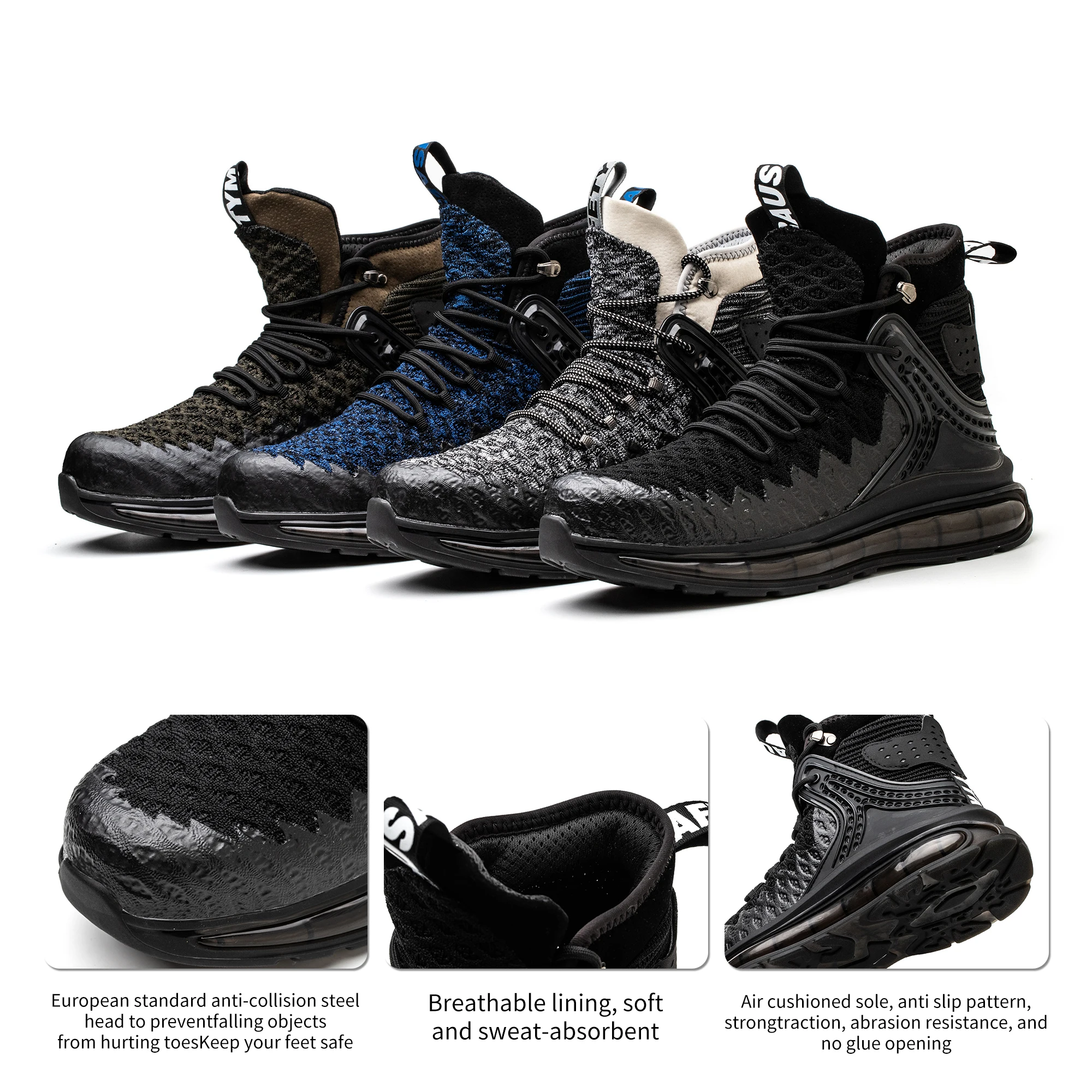 New Winter Men Work Safety Boots Anti-smash Anti-puncture Work Sneakers High Top Safety Shoes Men Indestructible Work Boots