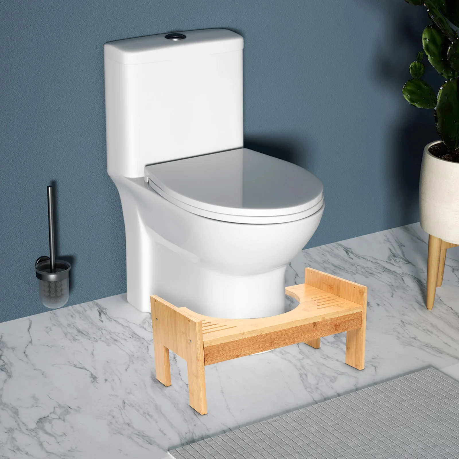 

Bamboo Non-slip Safety Toilet Step Stool, Portable Anti-skid Bathroom Foot Stool for Elderly Pregnancy Home Bathroom Accessories