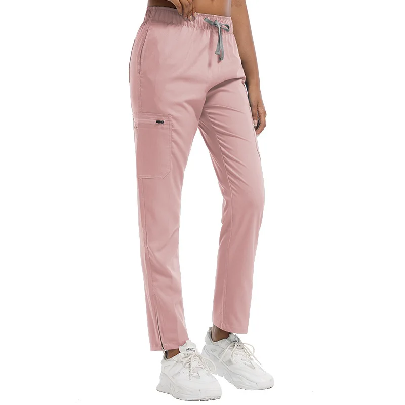 Pantalon européen et américain à Tube droit avec fermeture éclair, grande taille, taille haute, pantalon de travail décontracté et confortable, accessoires d'infirmière