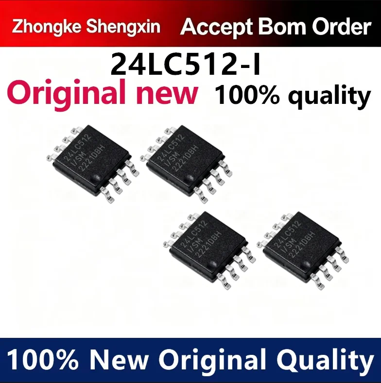 （5pcs-100pcs）Original genuine 24LC512T-I/SM 24LC512-I/SM SMT SOP-8 EEPROM memory