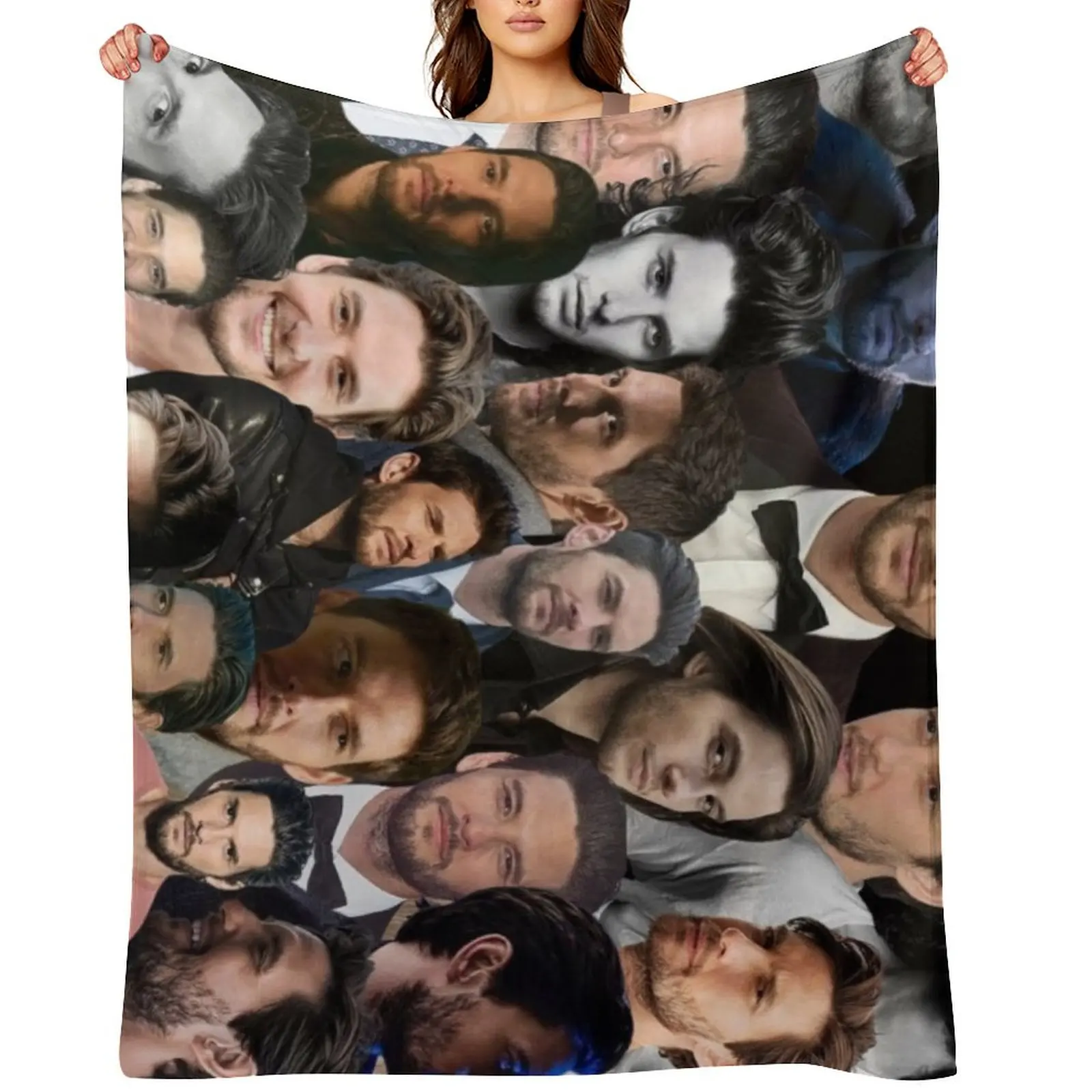 

ben barnes photo collage Throw Blanket Hair valentine gift ideas Travel Moving Blankets