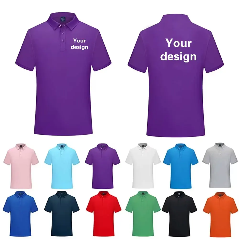 230g100% Cotton Polo Shirt Print Logo Customized Embroidery Company Group Name Men Women Short Sleeved Breathable Top
