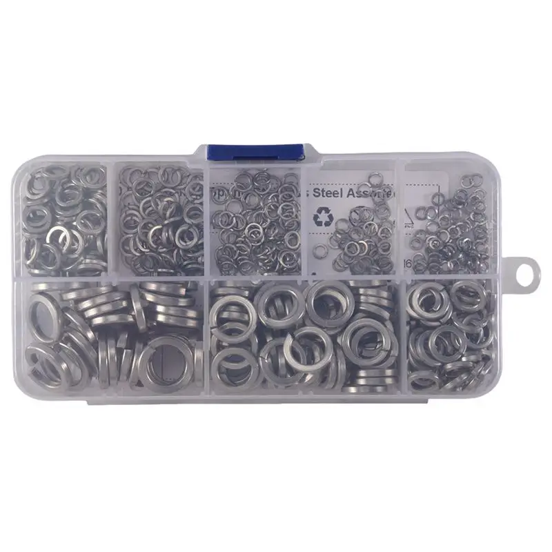 Mar.Spring Lock Washer,304 Stainless Steel Spring Lock Washer Assortment Set (410-Pcs,8-Size)