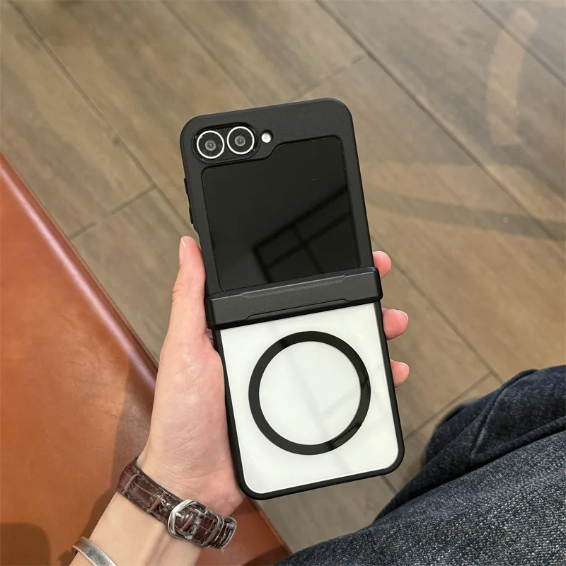 Capa magnética fosca para samsung galaxy z flip 7 6 5 4 capa protetora traseira para zflip5 zflip6 zflip7