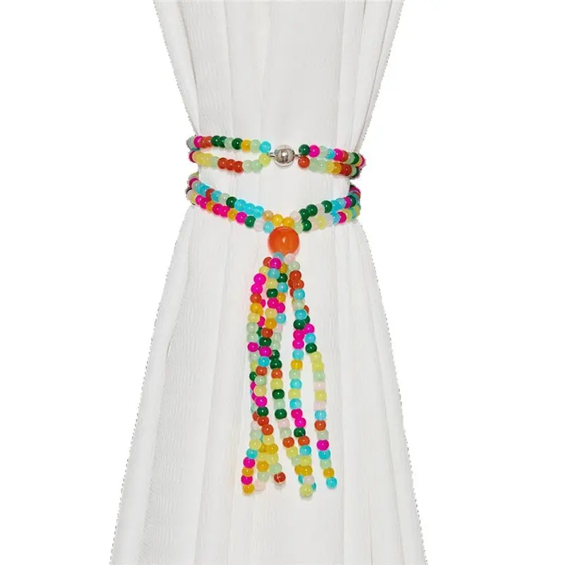 Retail 2 Pack Magnetic Curtain Tiebacks Colorful Tassel Holdbacks Curtain Ties For Home Decor