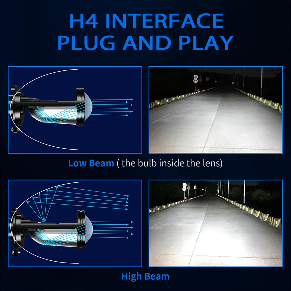 Y6 Turbo Fan H4 LED Headlights Car H4 Mini Projector Lens 6000K Super Bright 20000LM Hi Lo Beam Bulb LED Lights Car Light Lamp view 5