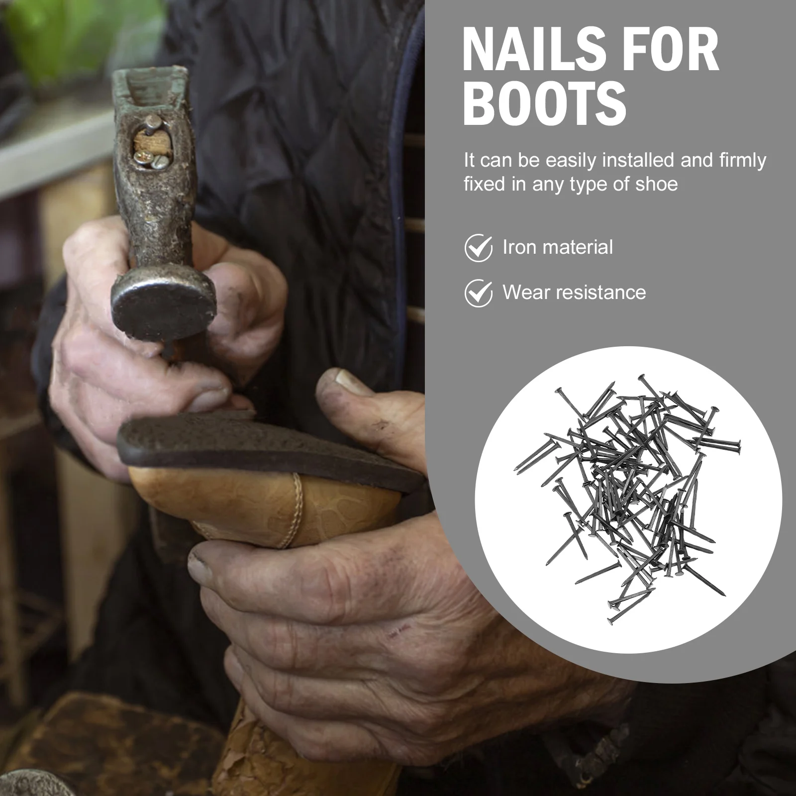 Shoe Repair Nails Iron Lightweight Durable Heel Replacement Tacks Hardware Accessories Round Head Boot Fixing Tools Long Service