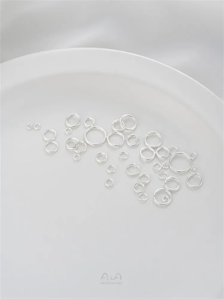 اليدوية النحاس يرتدون 925 سميكة الفضة حلقة مفتوحة دائرة واحدة O اتصال الدائري ل سوار ذاتي الصنع أقراط صنع المجوهرات #3