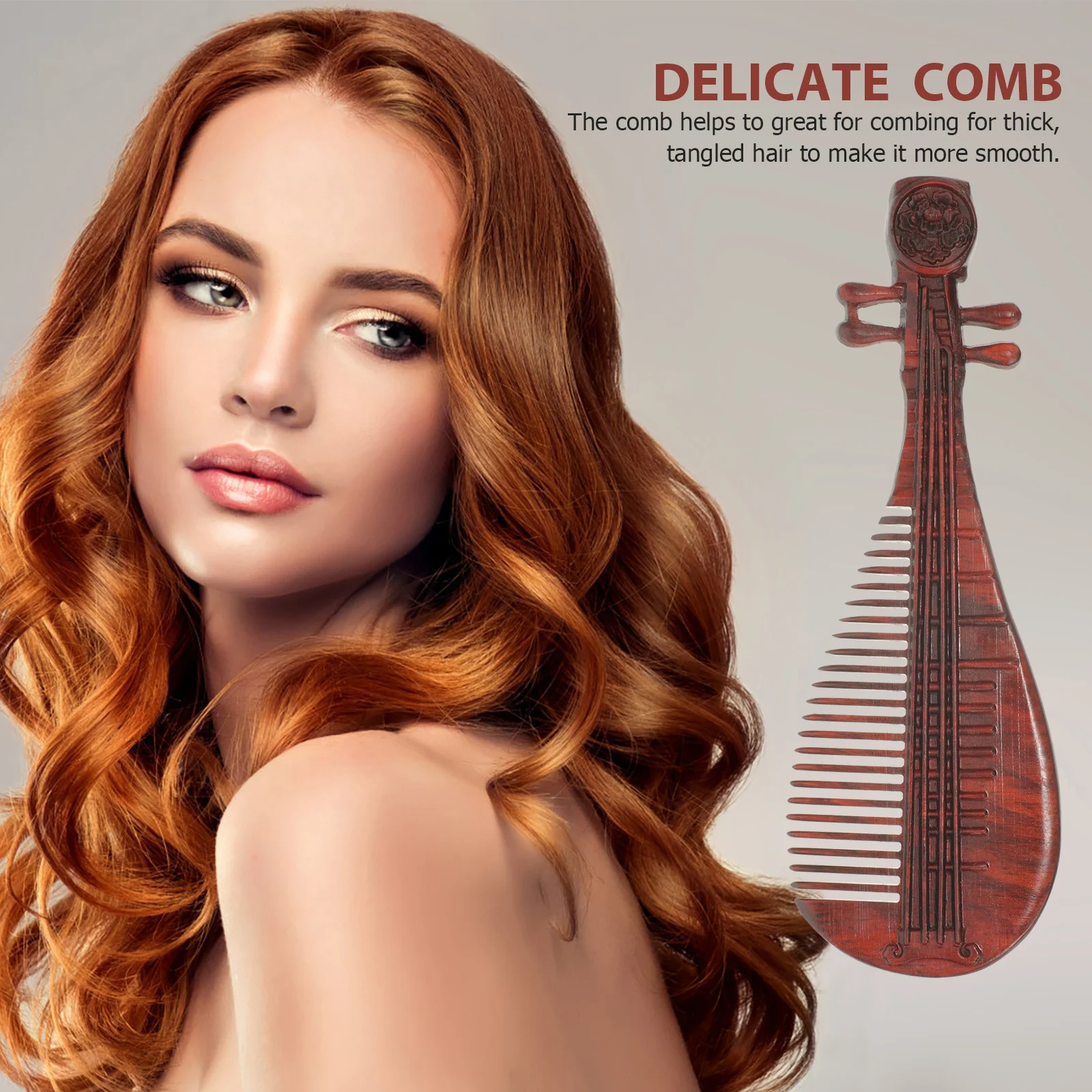 

Wooden Comb Wooden Massage Comb Women Hair Scalp Massage Carved Retro Pipa Shape Detangler Fine Tooth Curly Thick Hair Gift