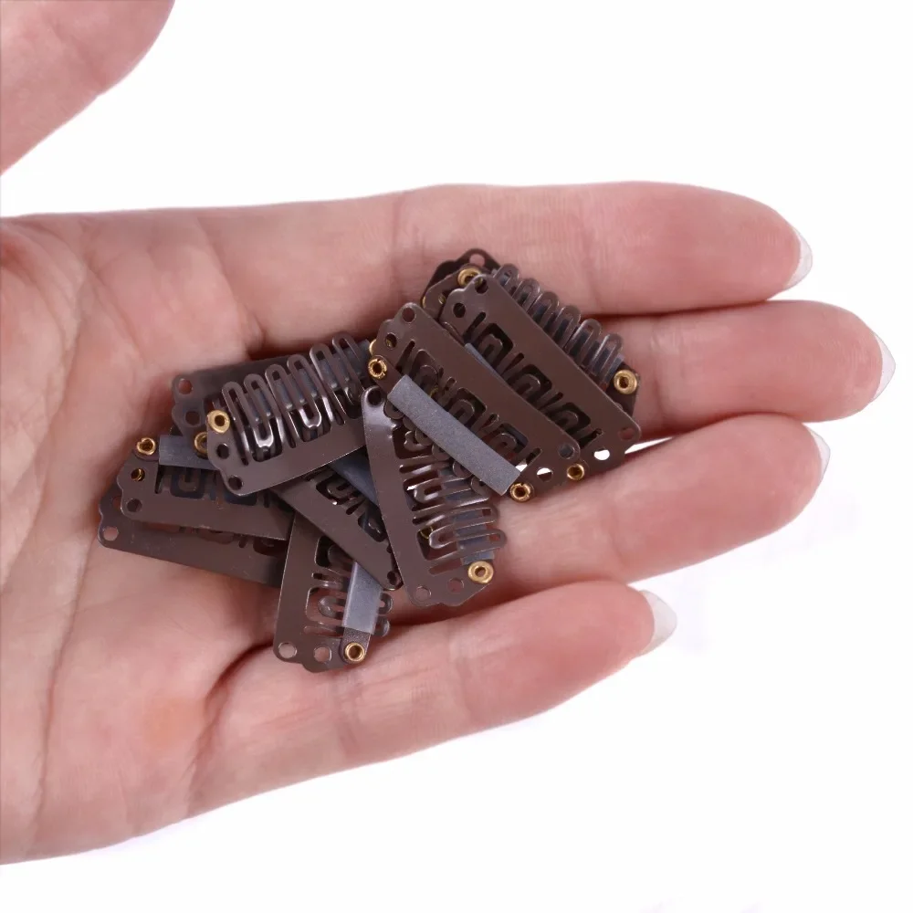 

Wholesale 100pcs 28mm U Shape Metal Clips With Silicone Back Small Hair Extension Snap Clips for Extensions