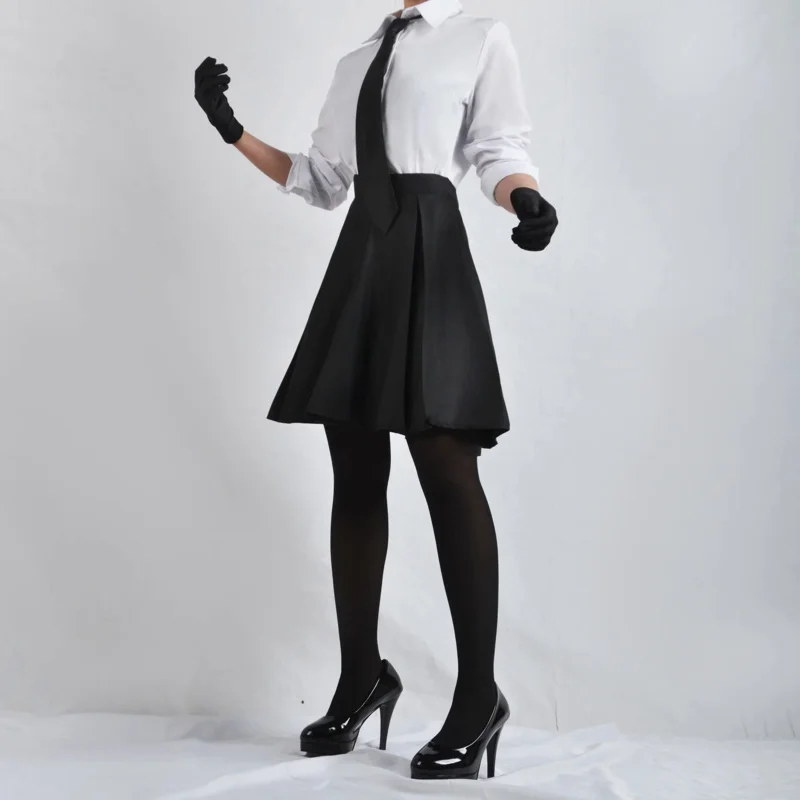 Akiko Yosano Cosplay Bungo streunende Hunde Kostüme sexy wahnsinnige Uniform Hemd Rock Krawatte Perücke Handschuh Strumpf Kostüm für Frauen Comiket