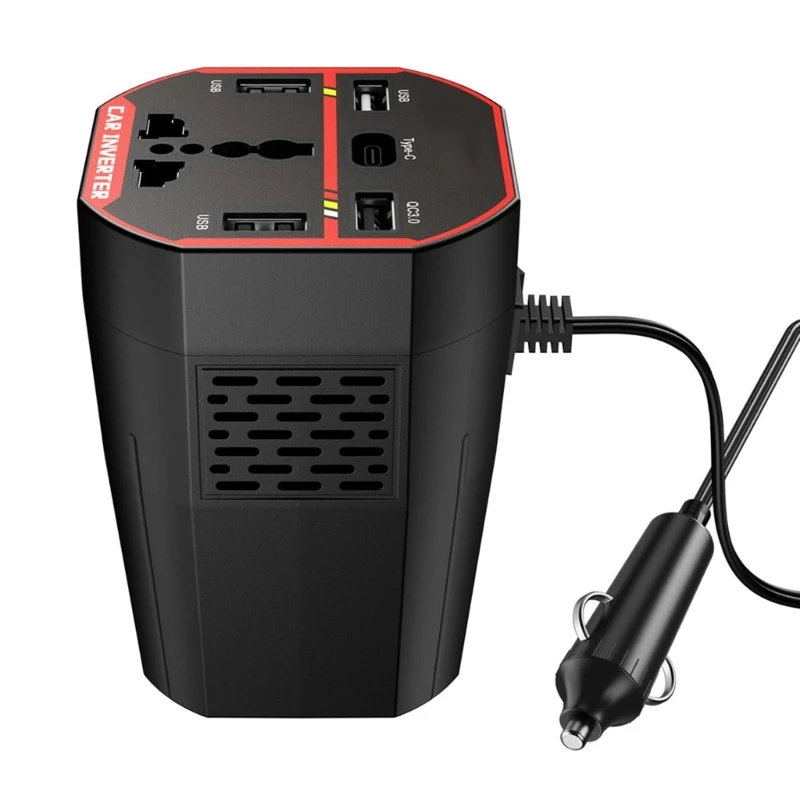200W Car Inverter 12V 24V To 220V Efficient Vehicle Electricity Changer Adapter With Overload New