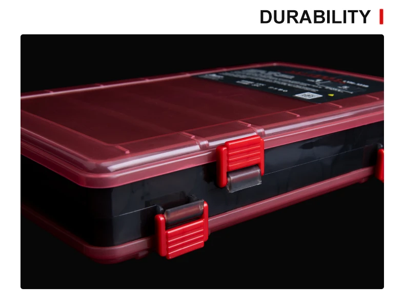 Kingdom Fishing Tackle Boxes 10, 14 Fächer, Aufbewahrungskoffer für Angelzubehör aus Kunststoff, doppelseitige, hochfeste Köderboxen – Detail 12