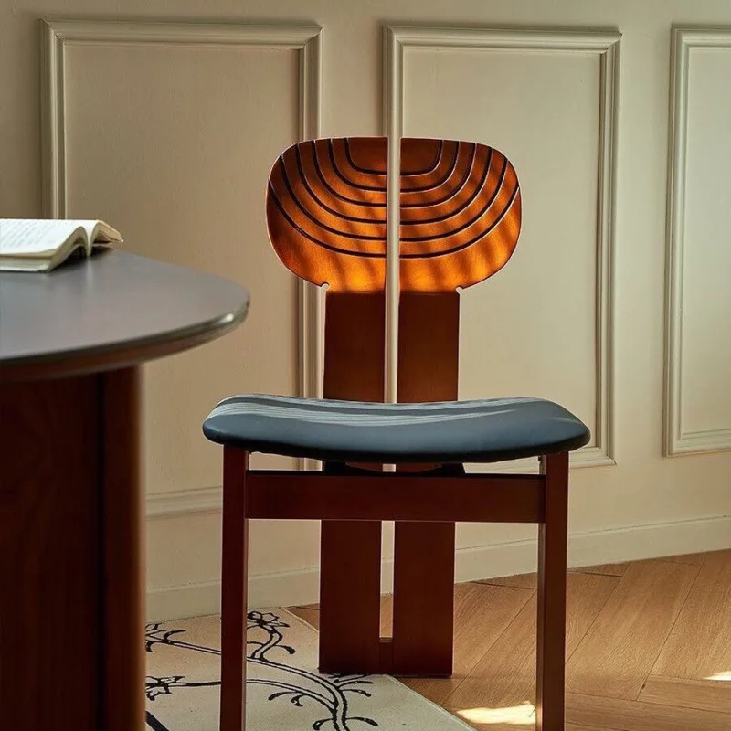 

Pre-owned solid wood vintage Nordic designer home bedroom back chair makeup dining chair