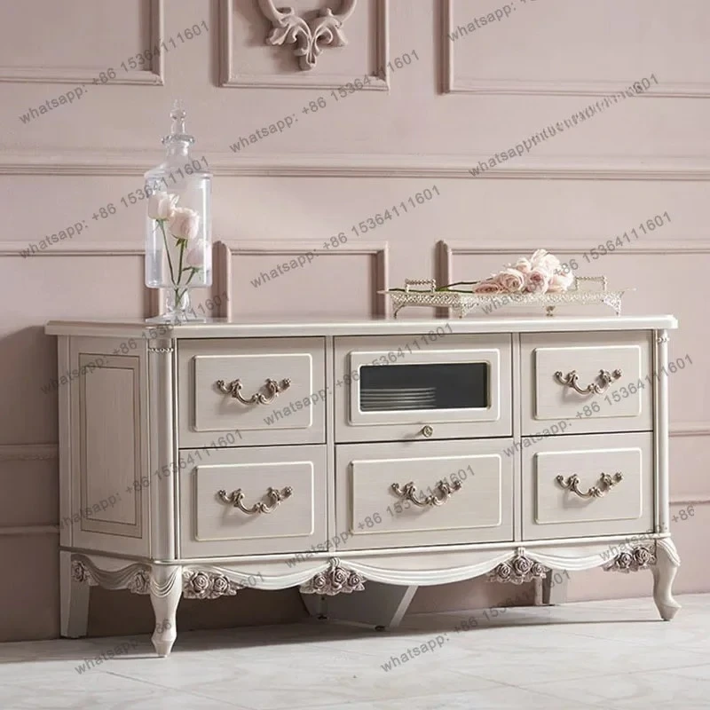 

yj21 American light luxury solid wood dining side cabinet modern simple home bedroom storage floor