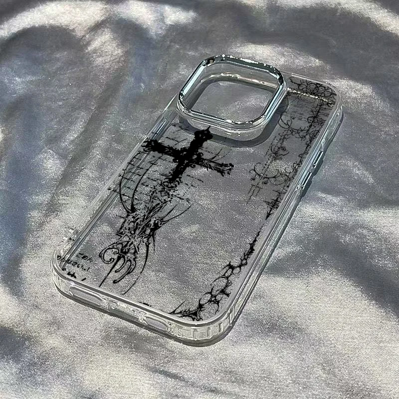 Funda transparente suave con diseño gótico oscuro de cruz para iPhone 17, 16e, 16, 15, 14, 13, 12, 11 Pro Max, X, XS, XR, 8, 7 Air, Plus 6