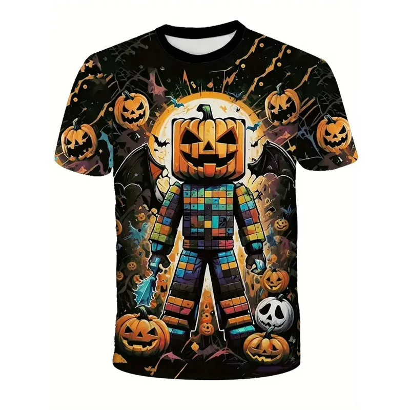3D Printed Happy Halloween T-Shirt For Men Animal Dog Pumpkin Graphic Short Sleeves Tee Shirts Tops Mens Oversized T Shirts