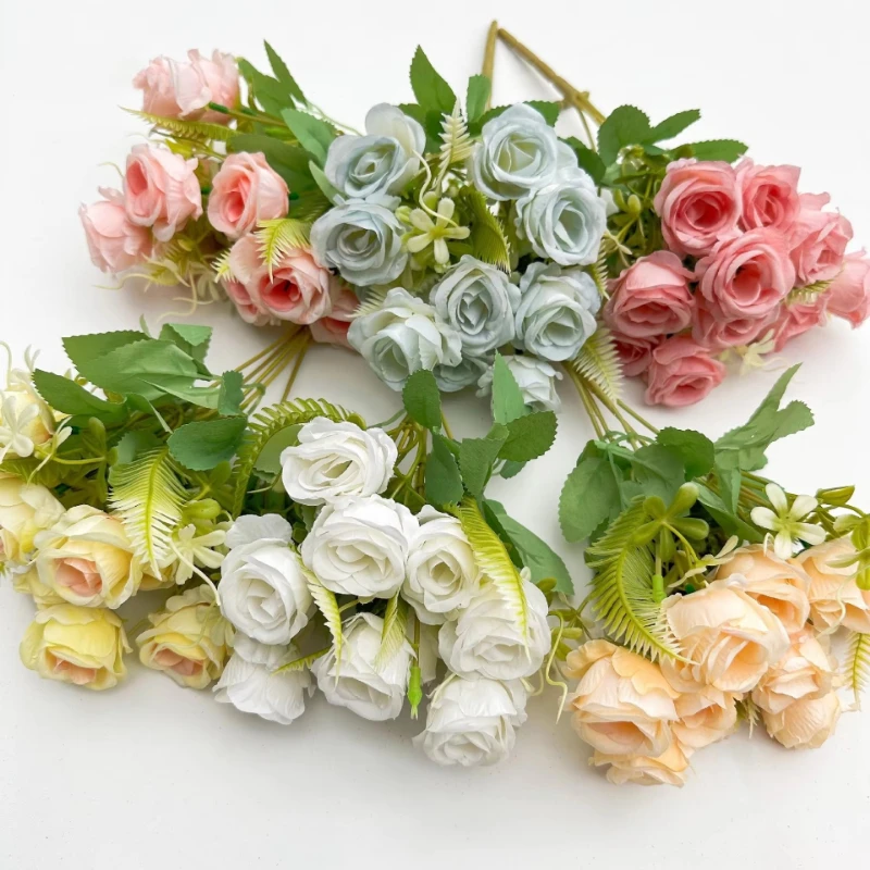 High Quality Silk Wedding Decor Rose Bouquet Artificial Roses for Bridal Bouquet Fast Delivery