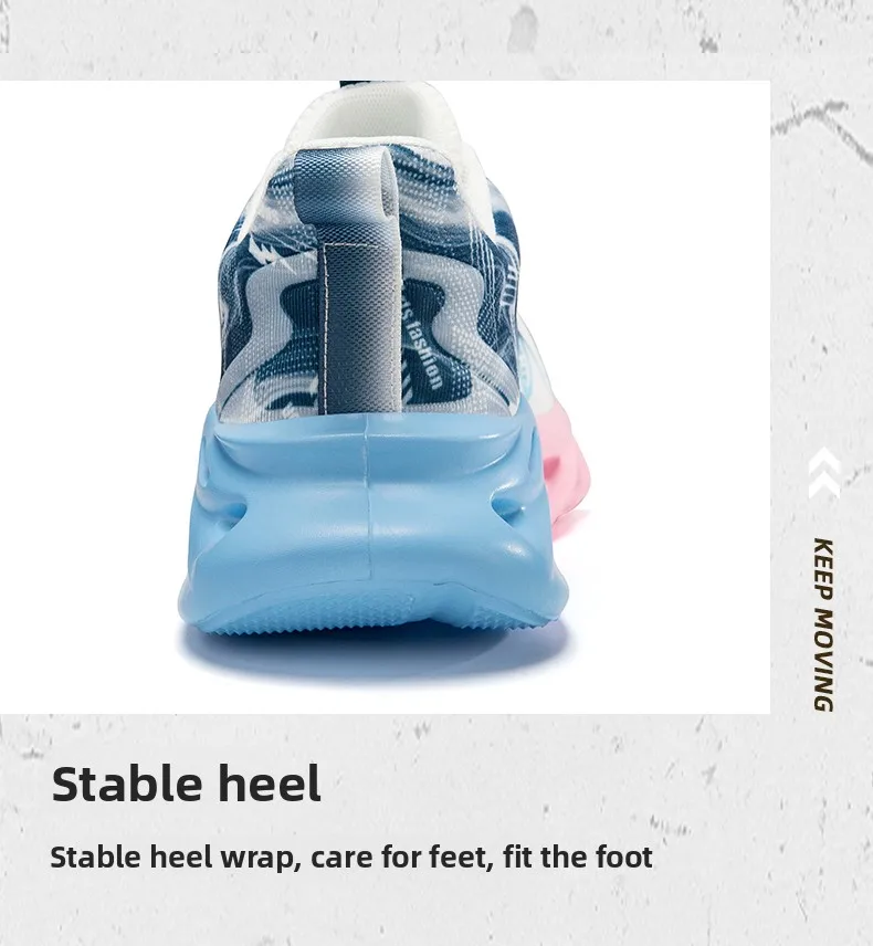 Atmungsaktive Laufschuhe für Herren, modische Sneaker mit Farbverlauf und spezieller Sohle, leichte, stoßdämpfende Sportschuhe mit Schnürung. – Detail 8