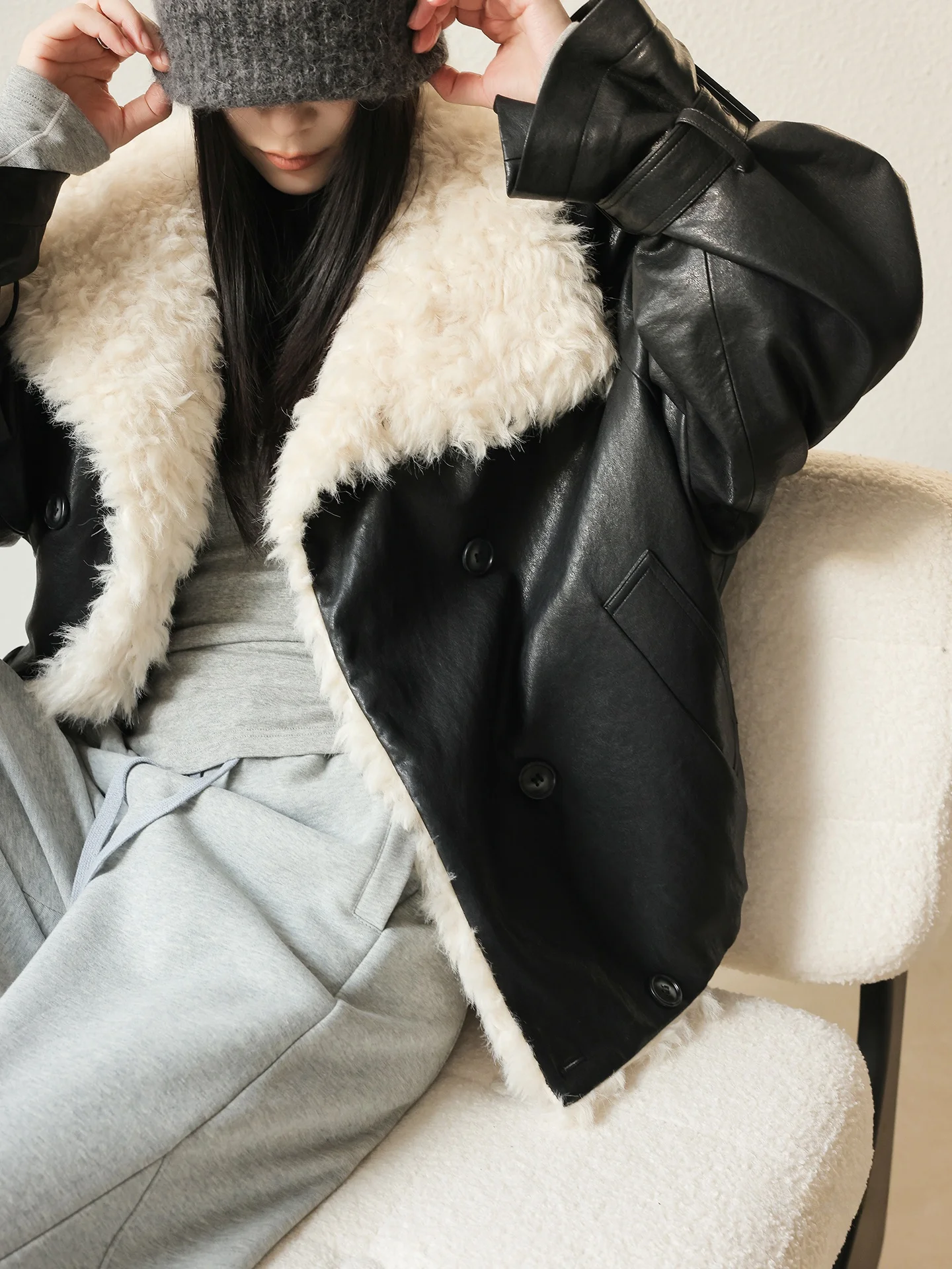 

Женское пальто JWUNIQUE из искусственного меха ягненка, экологичное, свободного кроя, модное зимнее пальто