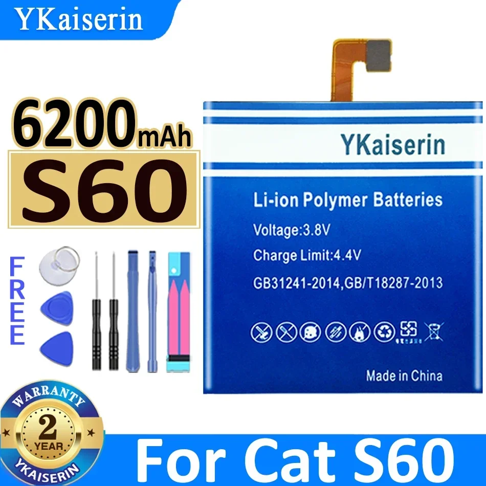 YKaiserin 5000mAh/6200mAh Battery for Caterpillar CAT S60 APP00262 (S61) s62 , S62 Pro Mobile Phone Replacement Accumulator