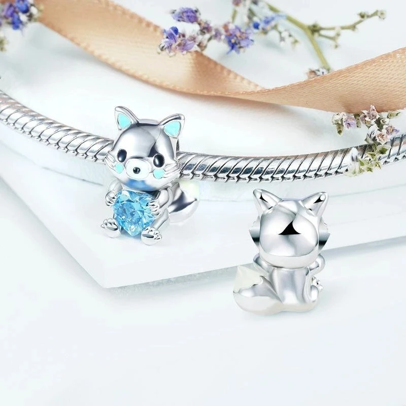 New 925 Sterling Silver Sheep Cattle Duck Charm of ley 925 Chain Beaded Fit Original Pendant Bracelet DIY Ladies Jewelry