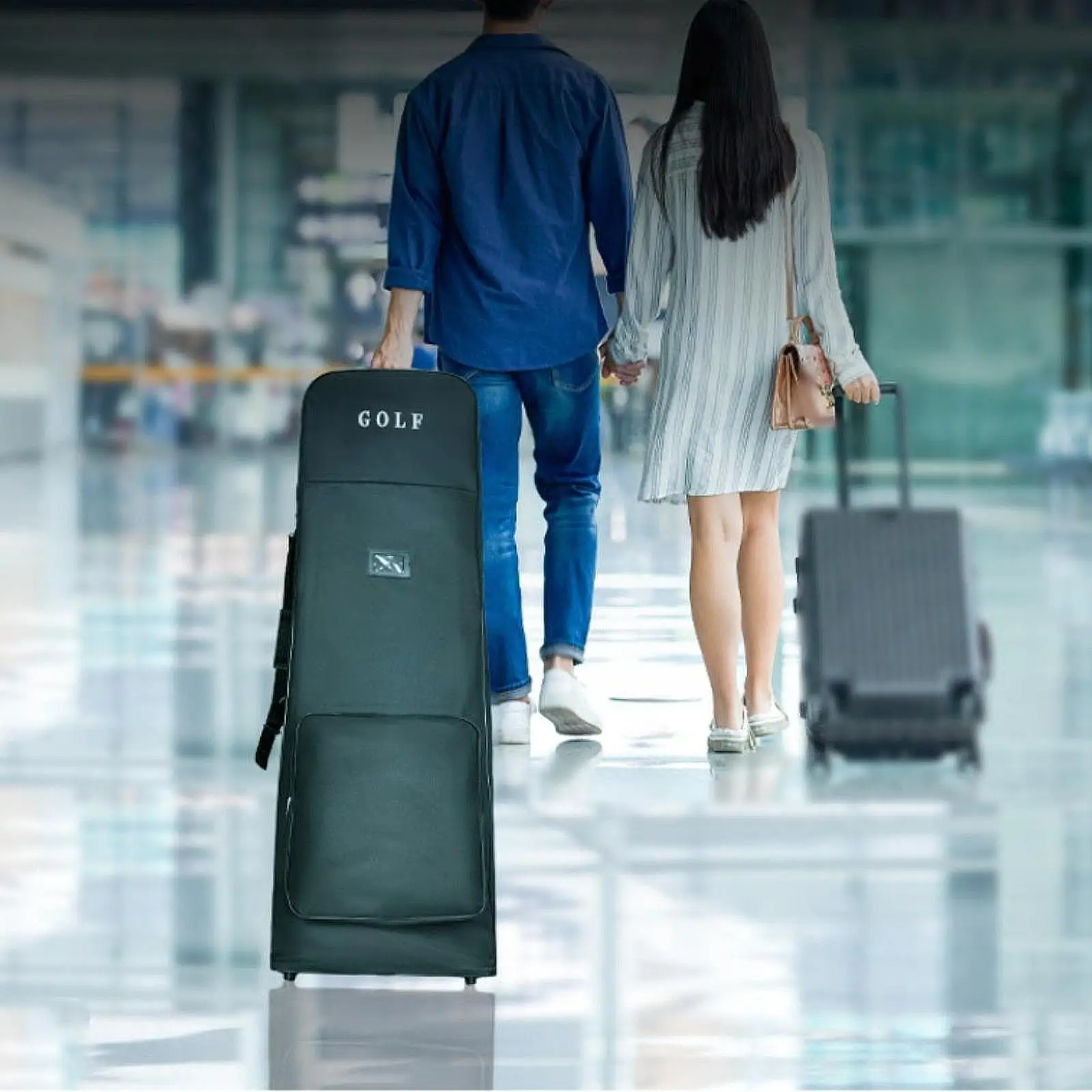

Golf Travel Bag Carrying Bag Accessories Foldable Adjustable Strap Portable with Rolling Wheels for Outdoor Men