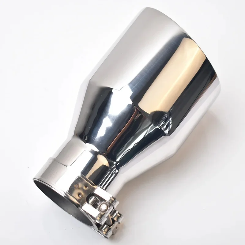 High Quality Middle Part R Dual Car Modification Glossy Black Stainless Steel Universal Exhaust Pipe Double Equal Length Muffler