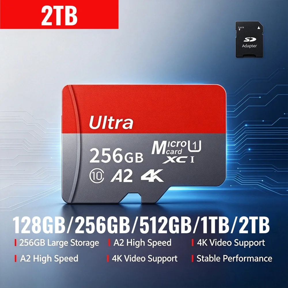 2TB High Speed Micro SD Memory Card 1TB 512GB 4K Full HD Video Compatible with Phone GoPro Action Camera 128GB 256GB