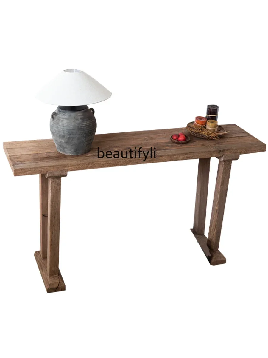 

L Zen Chinese Ancient B & B Hall Long Desk Solid Wood Strip Desk Hallway Buddha Niche Table