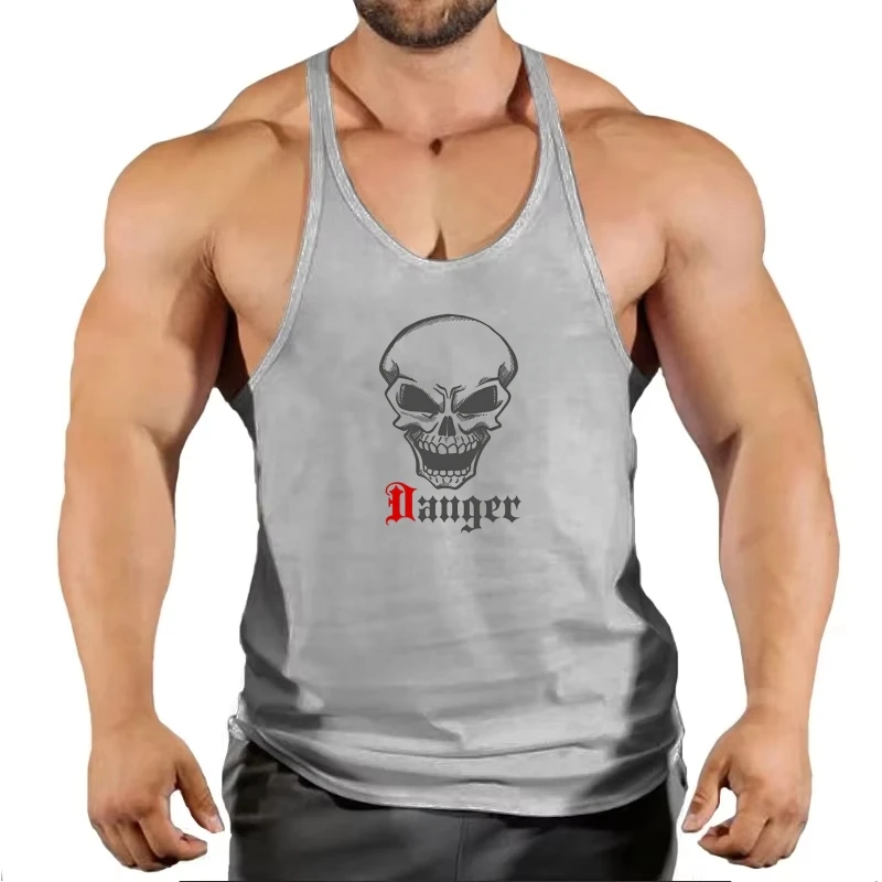 Gilet da palestra fitness stringer da uomo, cinturino fine con retro scollato, durevole ad asciugatura rapida per lo sviluppo della bodybuilding